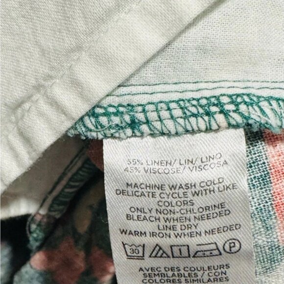 Loft linen blend floral Mini Skirt USM pockets comfort festival office boho - Picture 5 of 5